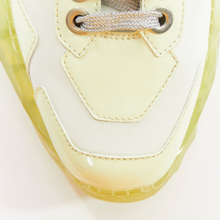 JIMMY CHOO Diamond white mint green jelly sole dad sneakers EU35.5