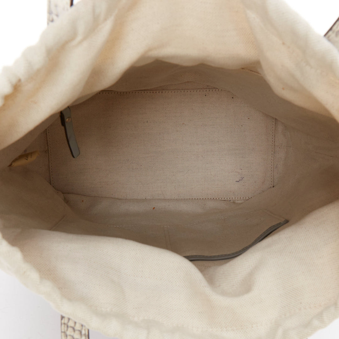 KATE SPADE blue cream scaled print goat skin gold logo drawstring tote bag