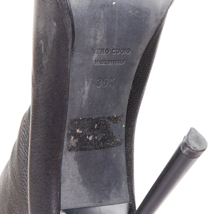 LANVIN AW11 Runway black leather sculpted point toe stiletto ankle boots EU36.5