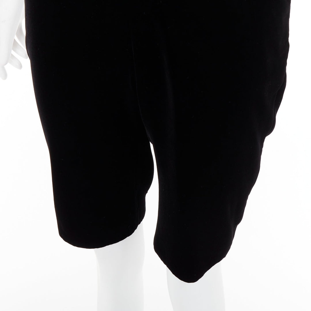 SAINT LAURENT 2022 Runway black velvet crystal cut out romper playsuit FR36 S