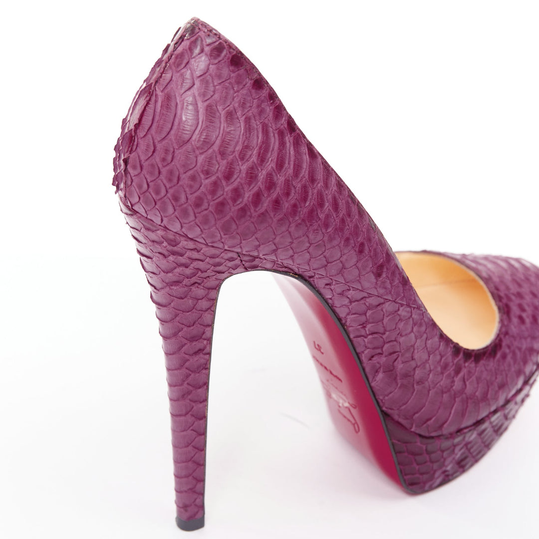 CHRISTIAN LOUBOUTIN Bianca 140 Amethyste purple watersnake platform pumps EU37