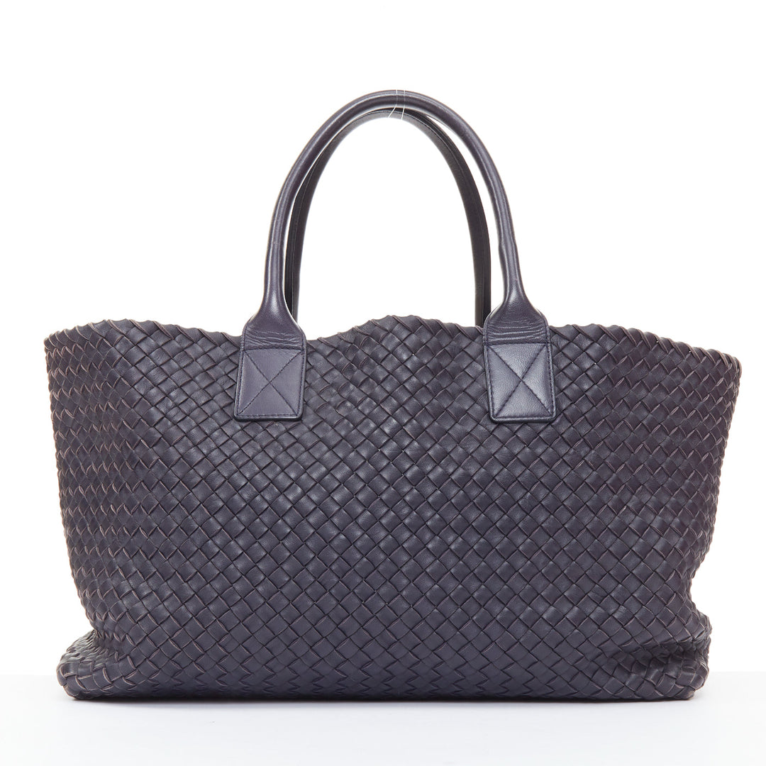 BOTTEGA VENETA Cabat Medium Limited navy blue woven lambskin slouchy tote bag