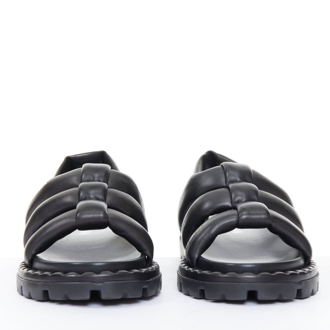 PRADA Blow black padded nappa leather strappy lug sole slingback sandals EU38.5