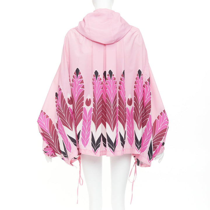 VALENTINO 2020 print pink abstract floral nylon ruched cocoon parka coat IT40 S
