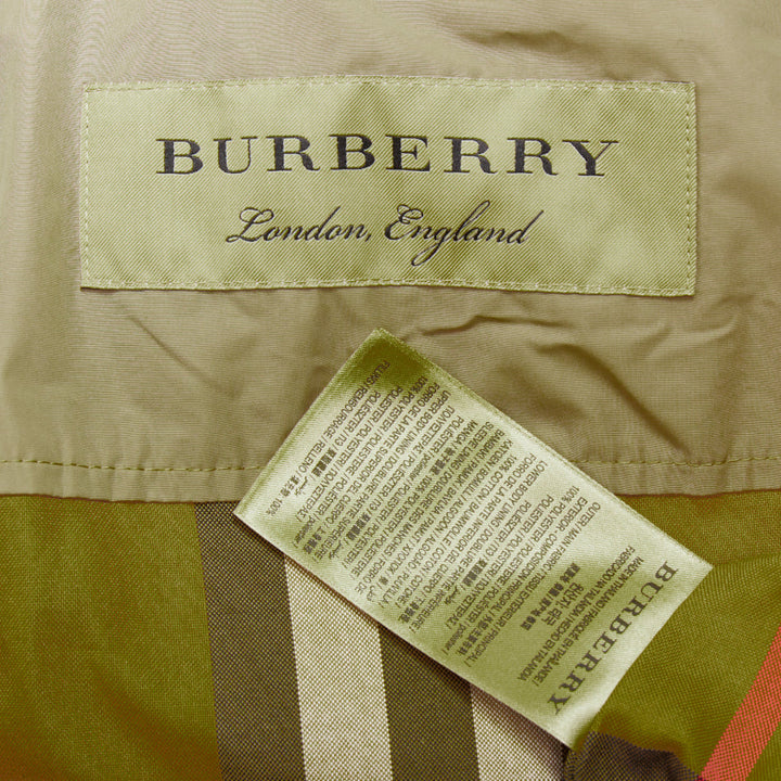 BURBERRY Amberford beige nylon tafetta House Check hooded trench coat IT38 XS