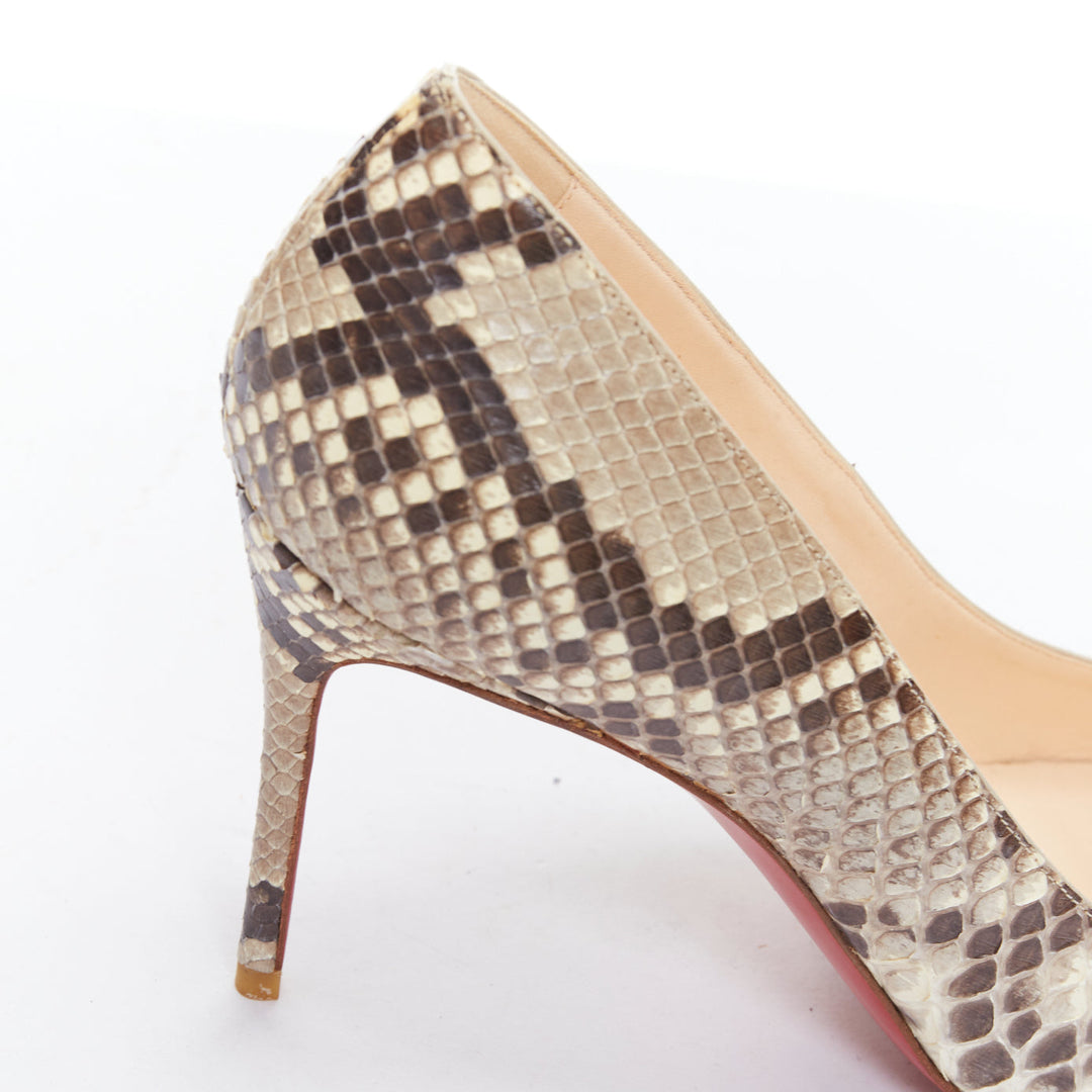 CHRISTIAN LOUBOUTIN Declic natural scaled leather almond toe pumps EU37.5