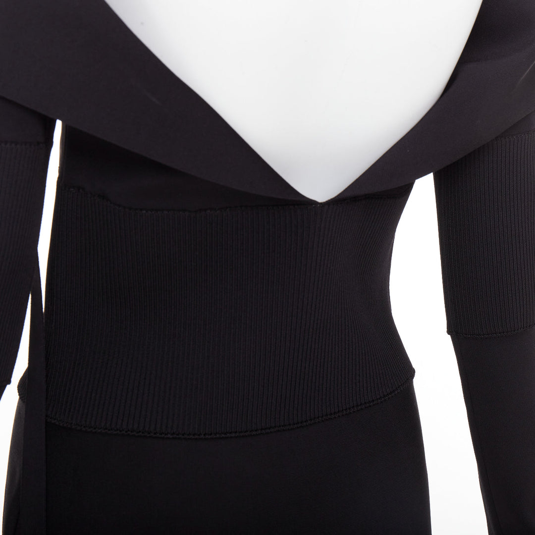 FERRAGAMO Maximilian Davis black gold Gancini halter knee dress L