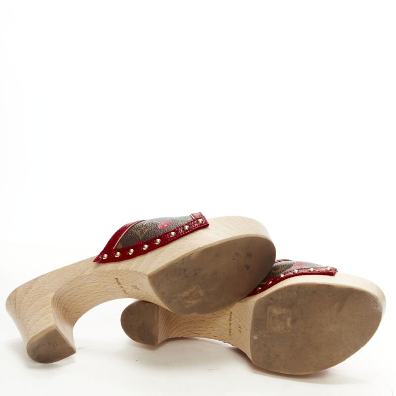rare LOUIS VUITTON Takashi Murakami Cerises cherry wooden clog sandal EU37