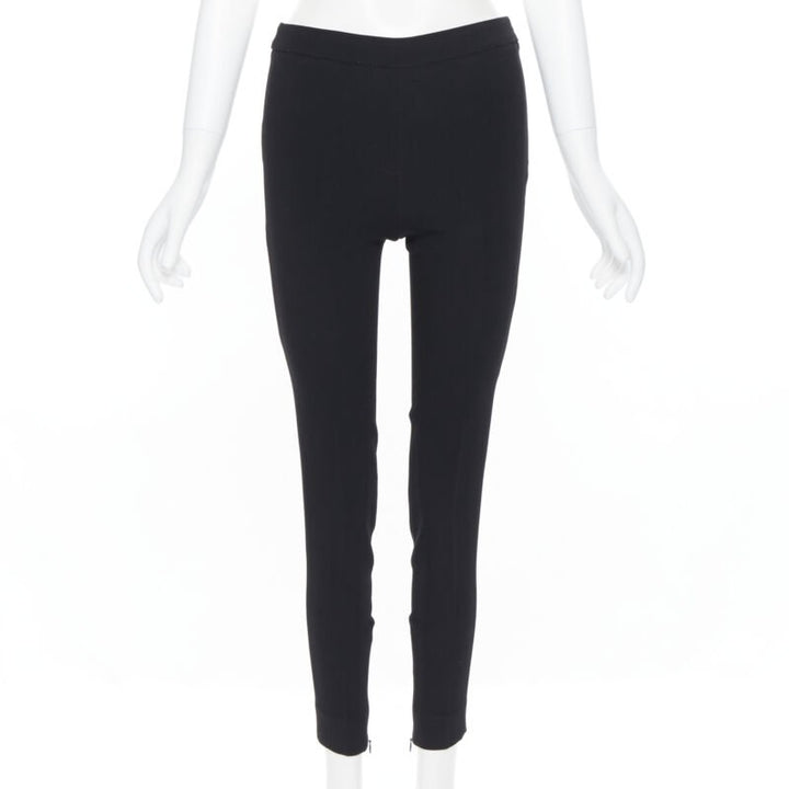 GIAMBATTISTA VALLI black viscose wool blend zipped hem slim trousers XXS 26"