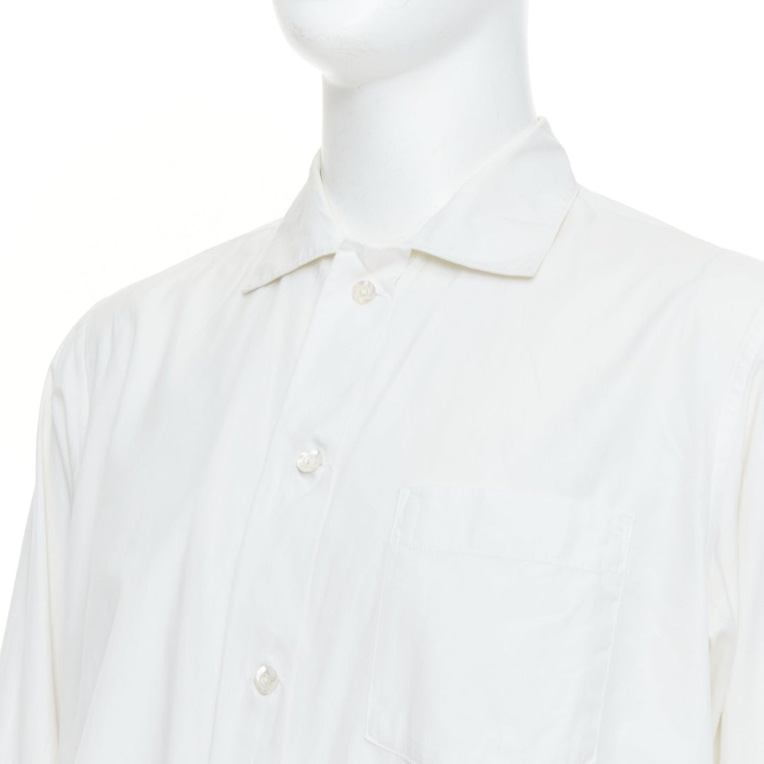 YOHJI YAMAMOTO cream cotton cut out collar pocketed dress shirt JP3 L