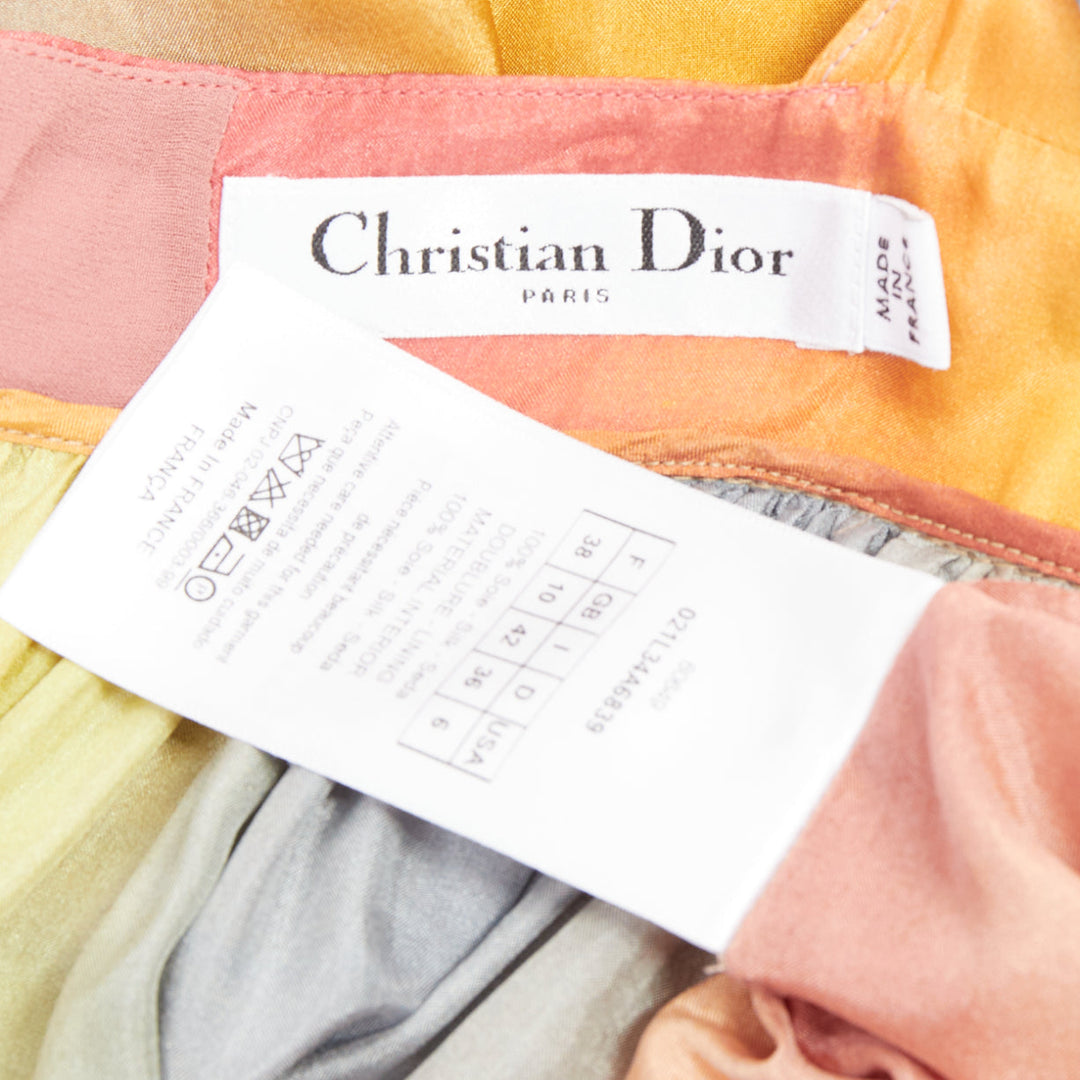 CHRISTIAN DIOR 2022 Runway Maria Grazia Chiuri rainbow silk tie dye dress FR38 M