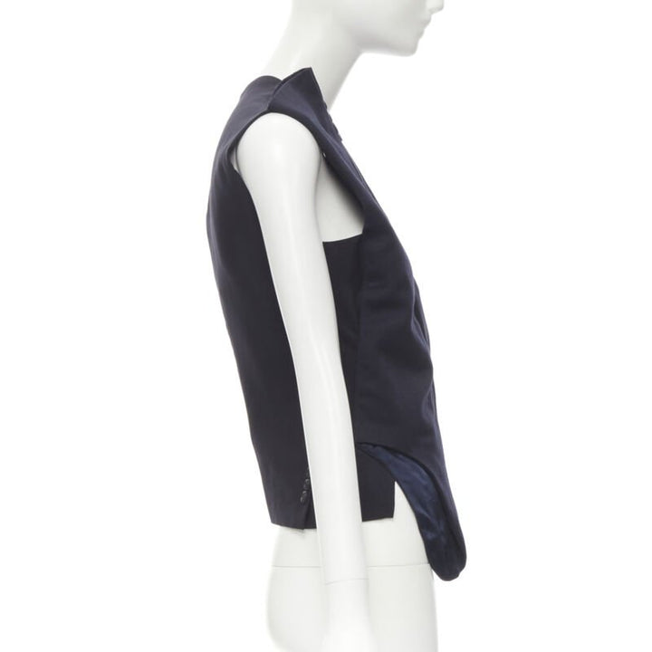 MAISON MARTIN MARGIELA ARTISANAL 2003 Runway navy deconstructed sleeves vest