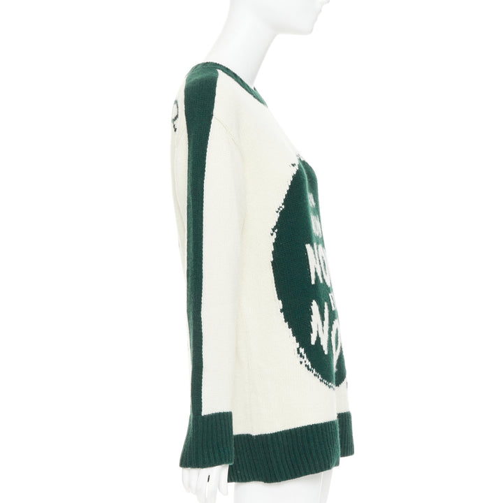 CHRISTIAN DIOR C'est Non cream green wool cashmere oversized sweater FR34 XS