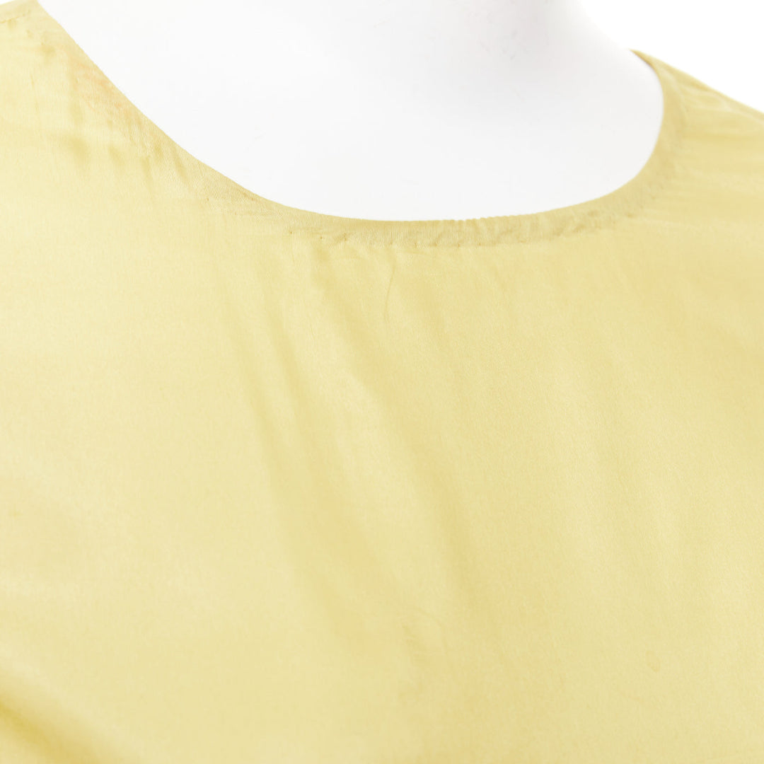 DRIES VAN NOTEN yellow 100% silk ruffle applique puff sleeve blouse FR38 M