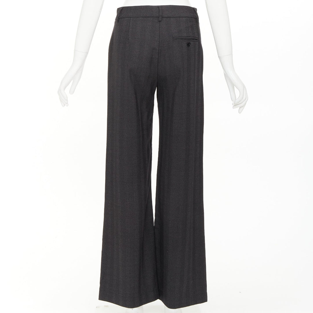 BARENA VENEZIA grey herringbone wool mid waist wide cropped trousers IT40 S