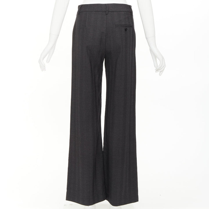 BARENA VENEZIA grey herringbone wool mid waist wide cropped trousers IT40 S