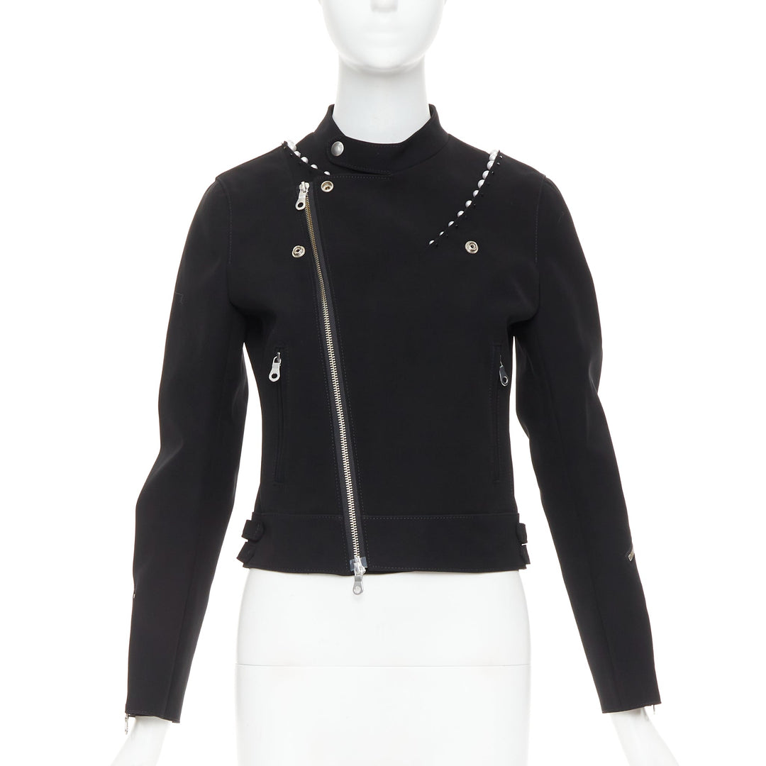 NOIR KEI NINOMIYA 2015 matte black beaded pearl biker jacket S