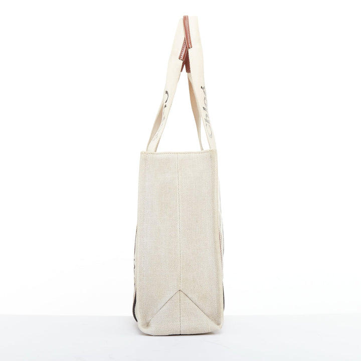 rare CHLOE My Melody Sanrio Woody beige canvas cream red leather patch tote bag