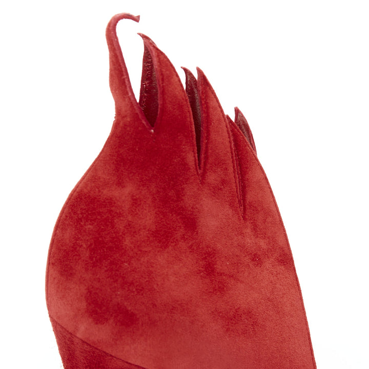 CHRISTIAN LOUBOUTIN Victorina 100 Veau Velours Carmin red suede flame pumps EU38