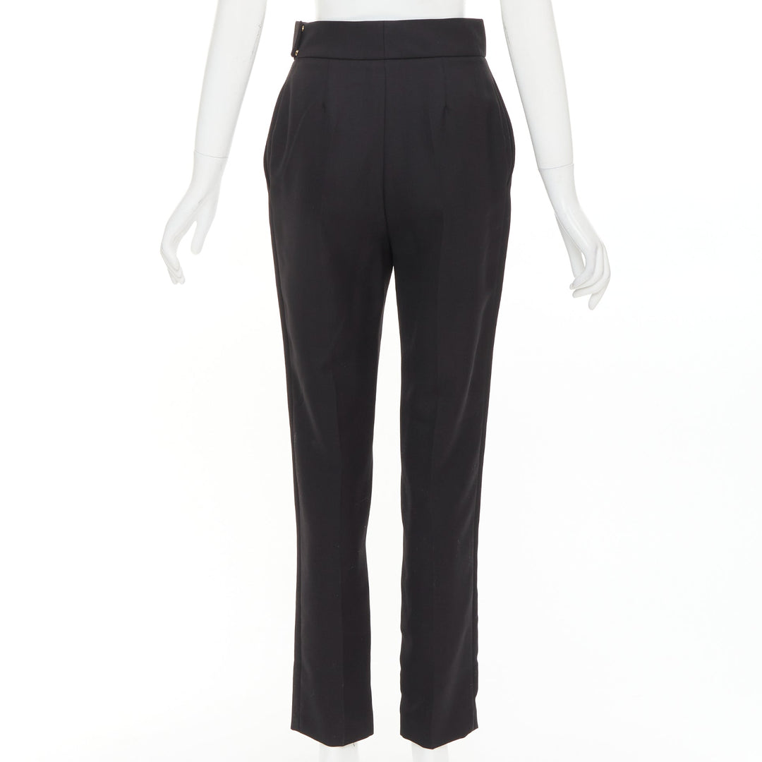 ALEXANDRE VAUTHIER black wool blend high waisted slim leg cropped pants