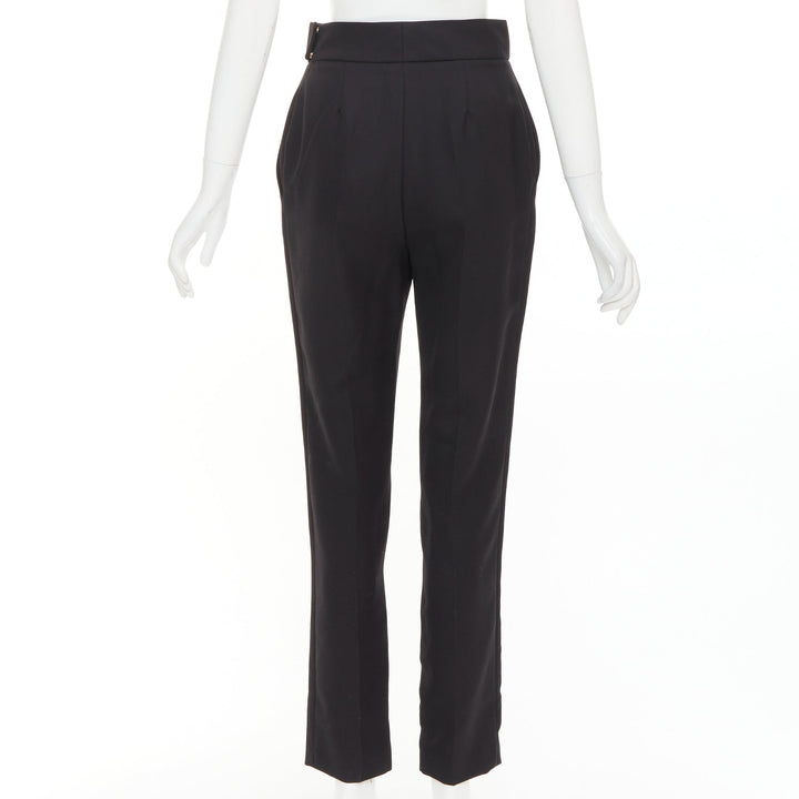 ALEXANDRE VAUTHIER black wool blend high waisted slim leg cropped pants