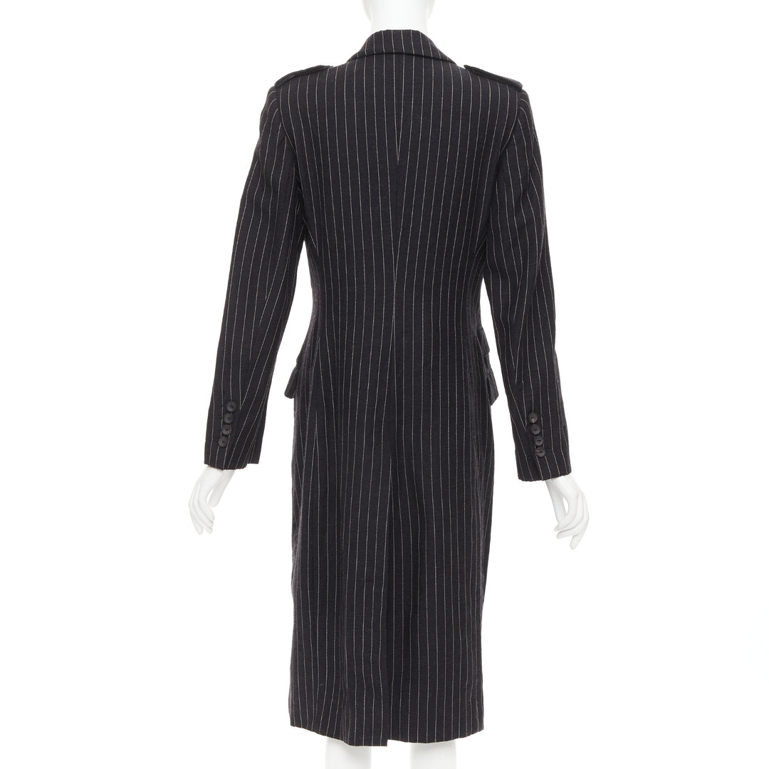 rare GUCCI Tom Ford 1996 Vintage Runway black wool pinstripe overcoat IT42 M