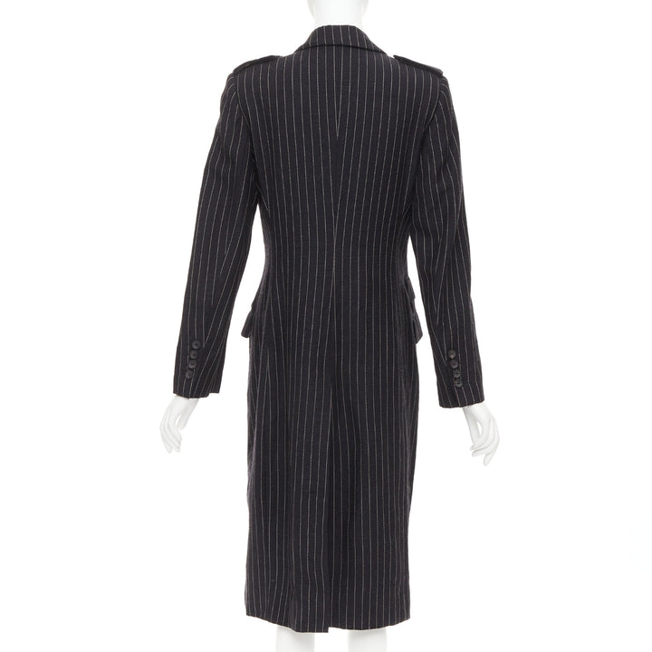 rare GUCCI Tom Ford 1996 Vintage Runway black wool pinstripe overcoat IT42 M
