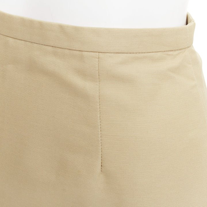 VALENTINO khaki cotton silk darted high waist back slit pencil skirt US2 S