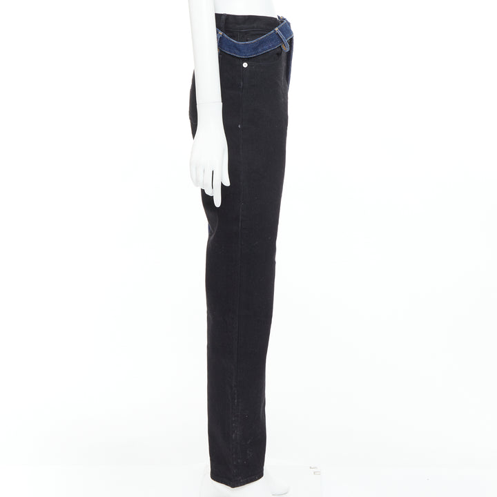 MAISON MARGIELA Two Tone side belt blue black bicolor pants FR36 S