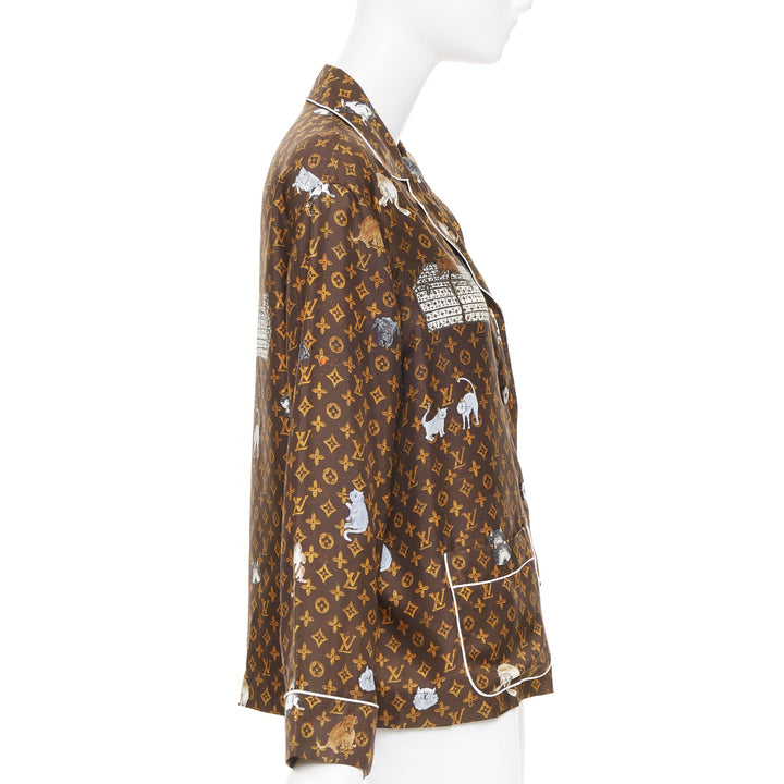 rare  LOUIS VUITTON 2019 Runway Grace Coddington Catogram Monogram top FR36 XS