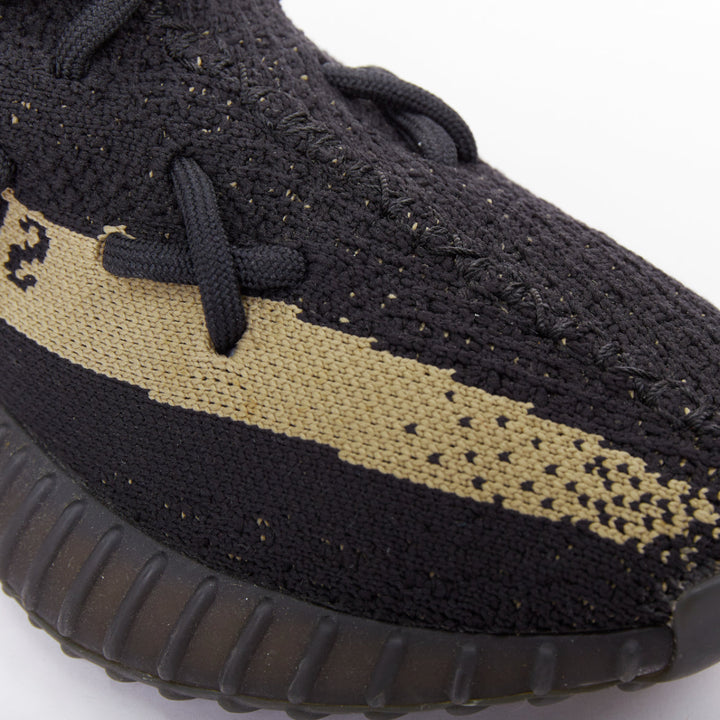 YEEZY ADIDAS Boost 350 V2 black olive green colorblock low top sneakers US4.5