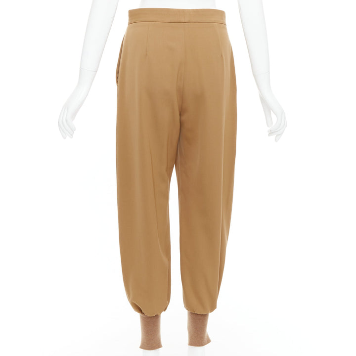 STELLA MCCARTNEY camel ribbed hem balloon tapered pants IT36 XXS