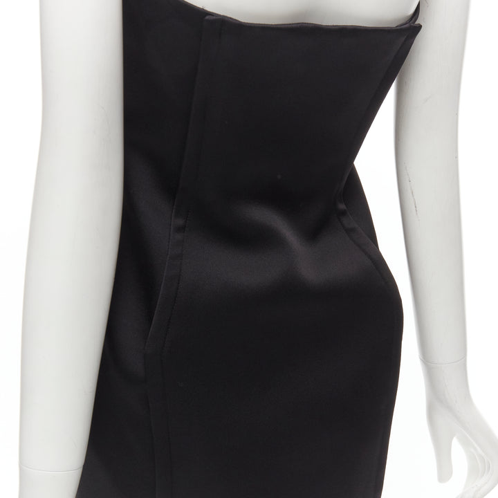 VERSACE 2020 black strapless corseted fitted mini party dress IT40 S