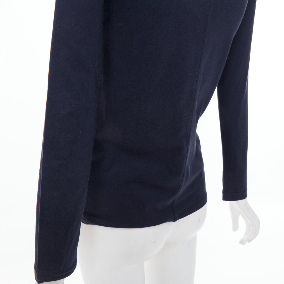 THE ROW black long sleeve seam back soft cotton jersey basic crew neck top XS