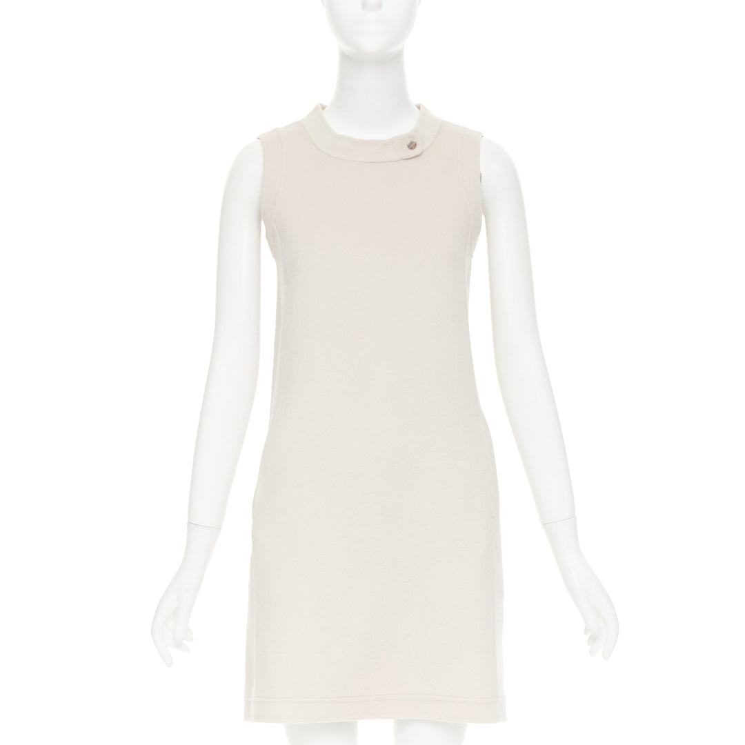 MAX MARA S' light grey virgin wool angora snap button collar dress IT34 XXS