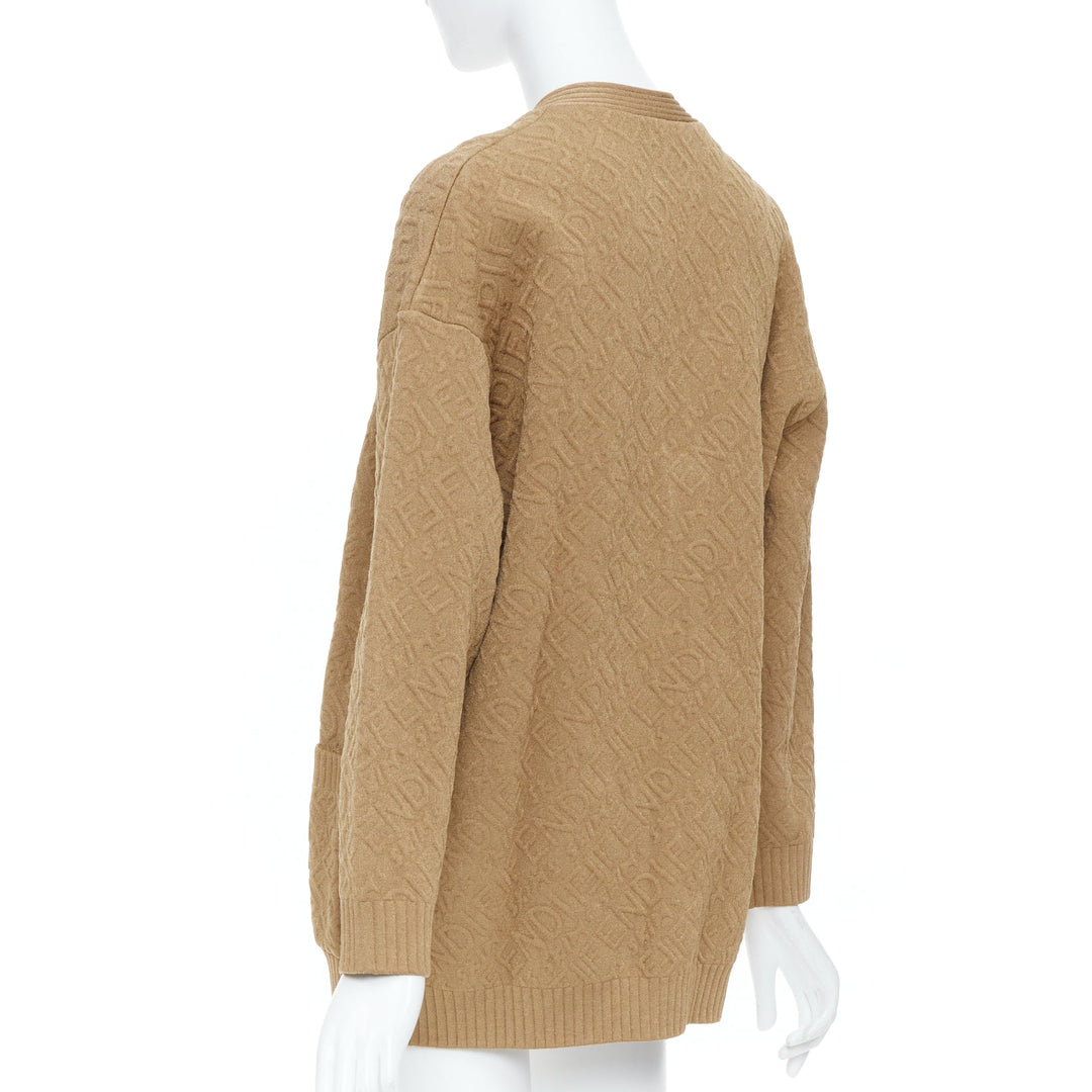FENDI SKIMS 2021 Runway monogram logo knit oversized pocket cardigan IT36 XXS