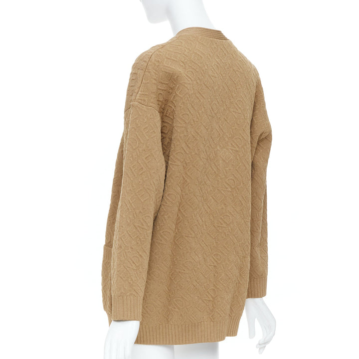 FENDI SKIMS 2021 Runway monogram logo knit oversized pocket cardigan IT36 XXS