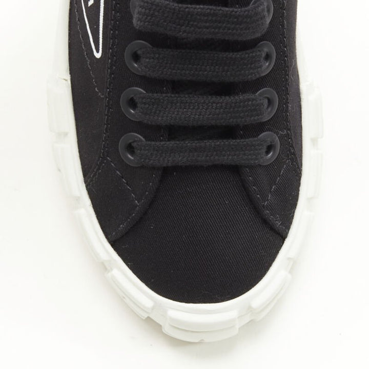 PRADA Wheel Gabardine black canvas triangle logo outsole sneaker EU36