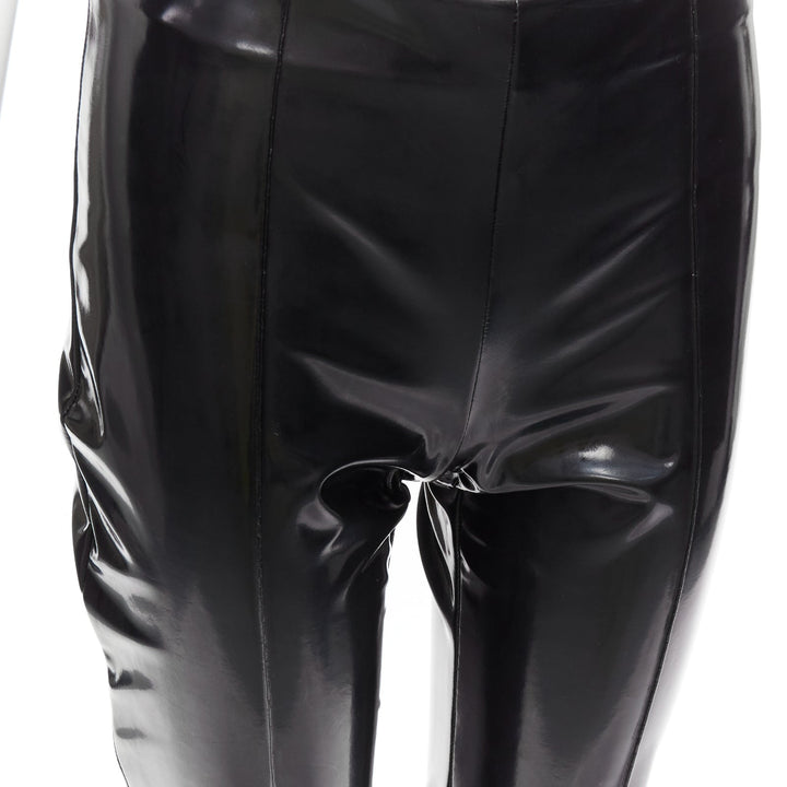 VALENTINO black vinyl pleat front back slit pockets pants S