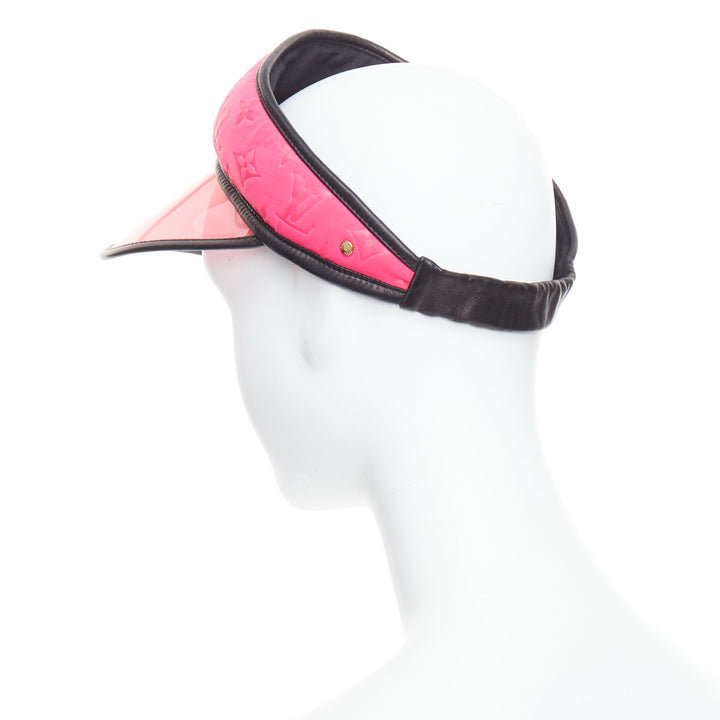 LOUIS VUITTON pink neoprene LV monogram PVC leather trim visor