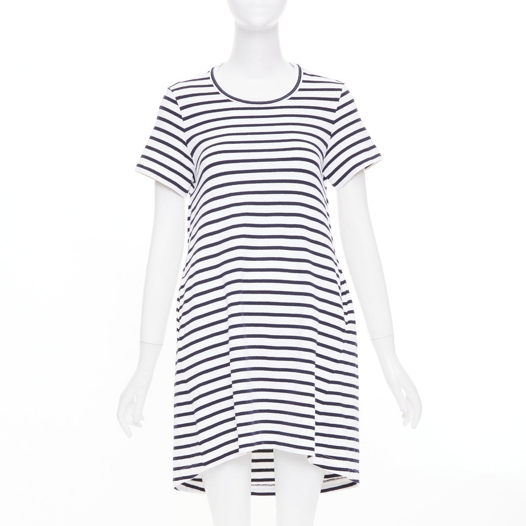 SACAI 2018 striped cut out back poplin panel asymmetric apparel dress JP2 M