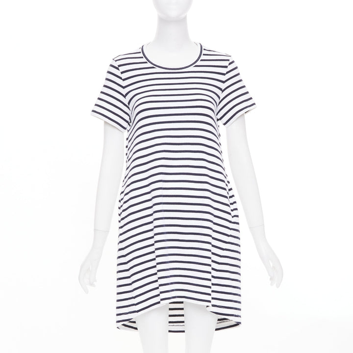 SACAI 2018 striped cut out back poplin panel asymmetric apparel dress JP2 M