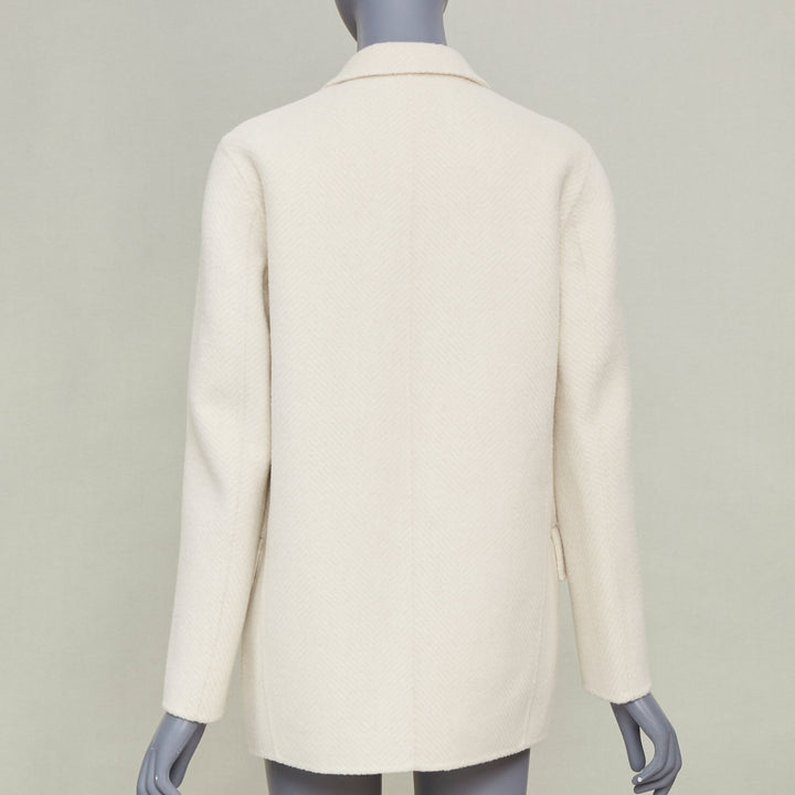 THEORY 2021 Silenna Chevron Good Wool textured open front off white outerwear P