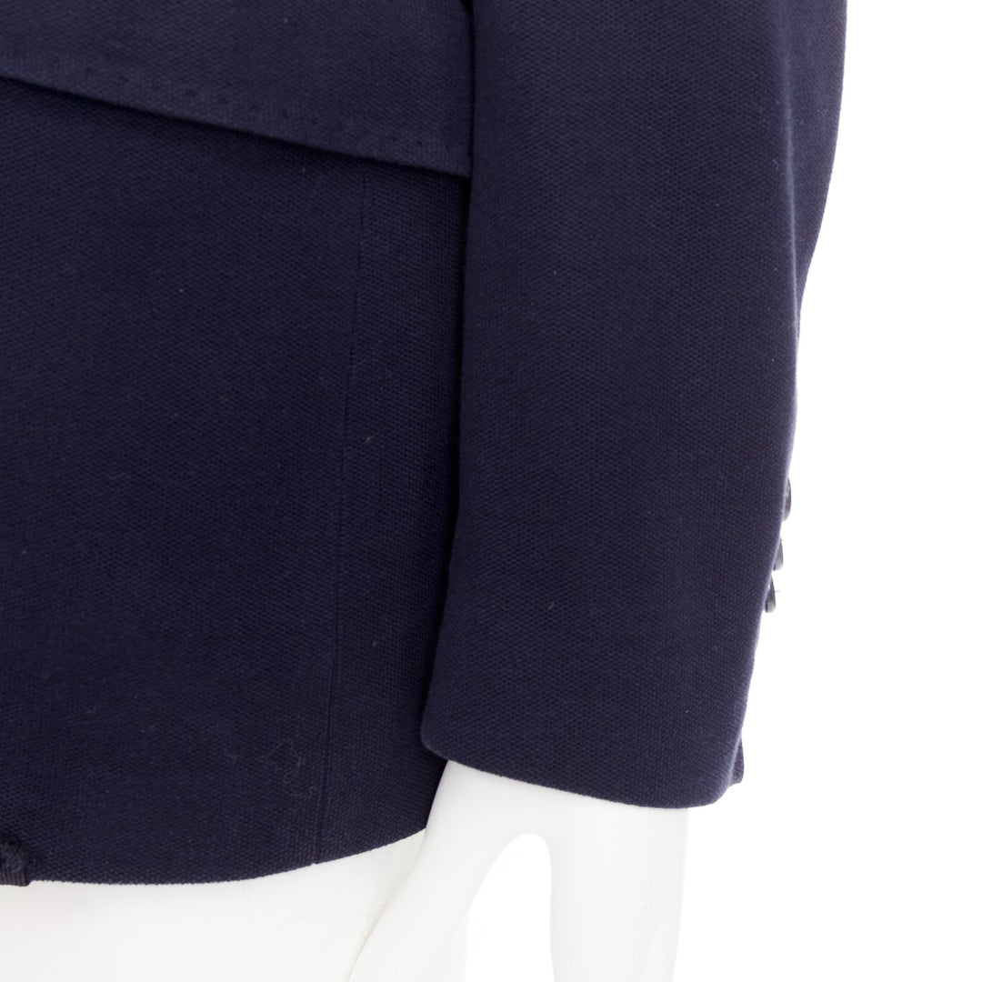 ETRO New Jersey navy cotton raw edge grosgrain paisley lined blazer IT48 M