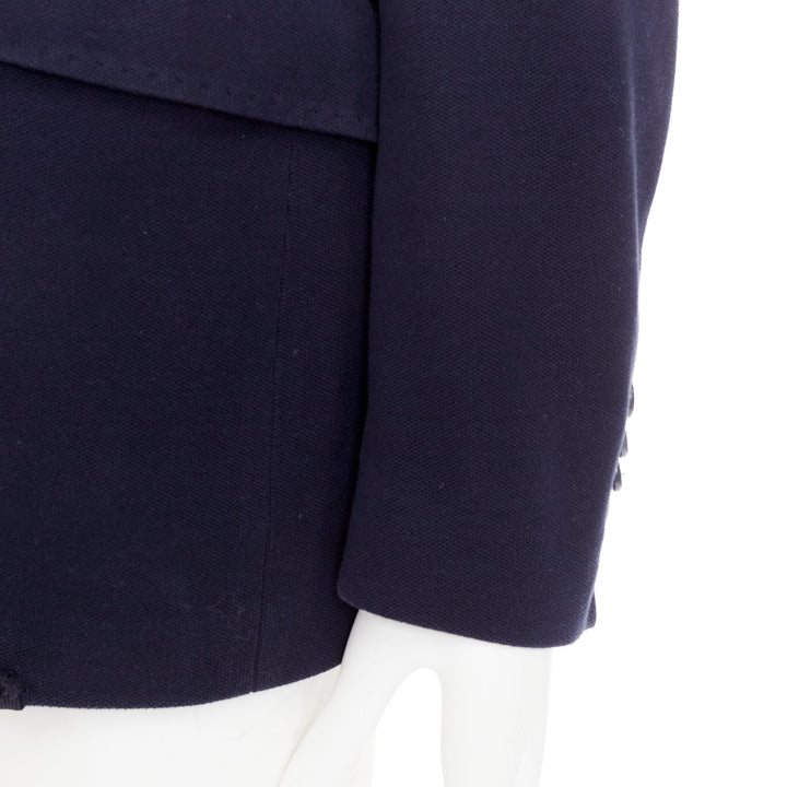 ETRO New Jersey navy cotton raw edge grosgrain paisley lined blazer IT48 M