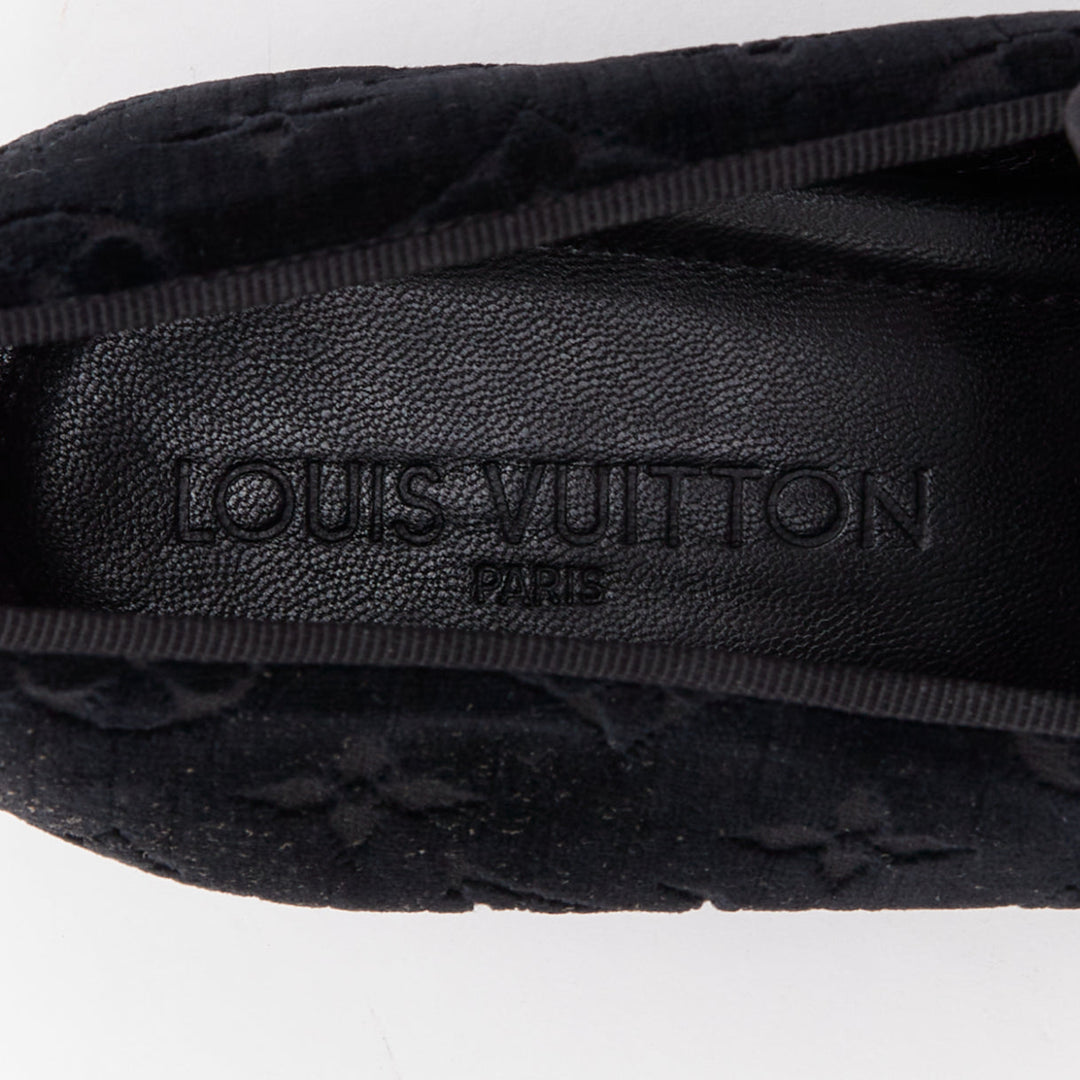 LOUIS VUITTON Auteuil Velvet Monogram Smoking Slipper tux loafer shoes UK6