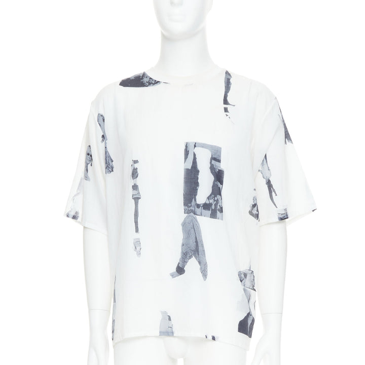 BLESS BERLIN  N31 white grey abstract portrait print boxy top S