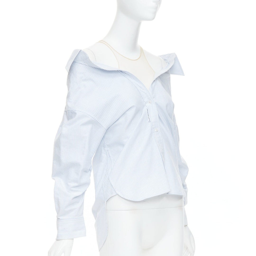ALEXANDER WANG T blue striped Falling illusion deconstructed shirt XS