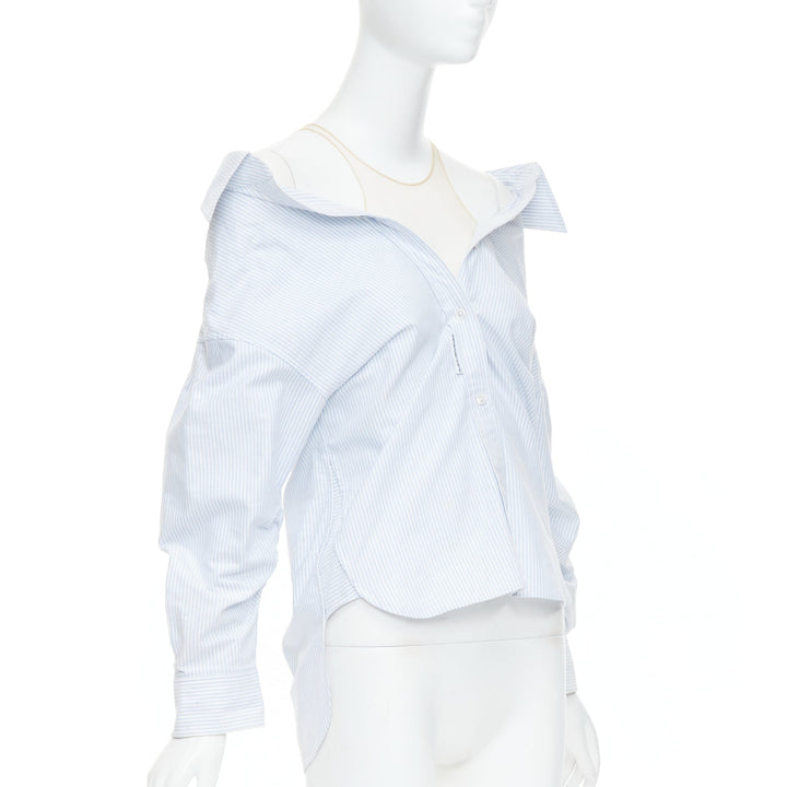 ALEXANDER WANG T blue striped Falling illusion deconstructed shirt XS