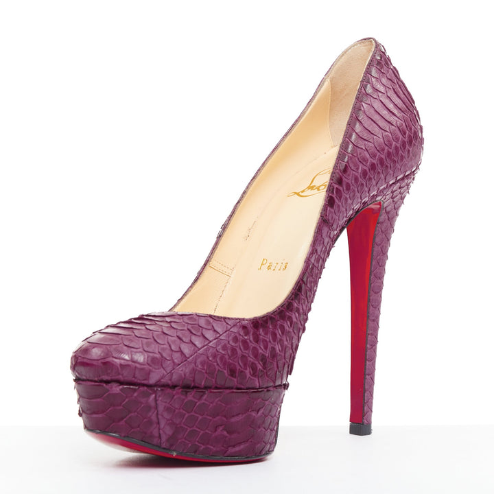 CHRISTIAN LOUBOUTIN Bianca 140 Amethyste purple watersnake platform pumps EU37
